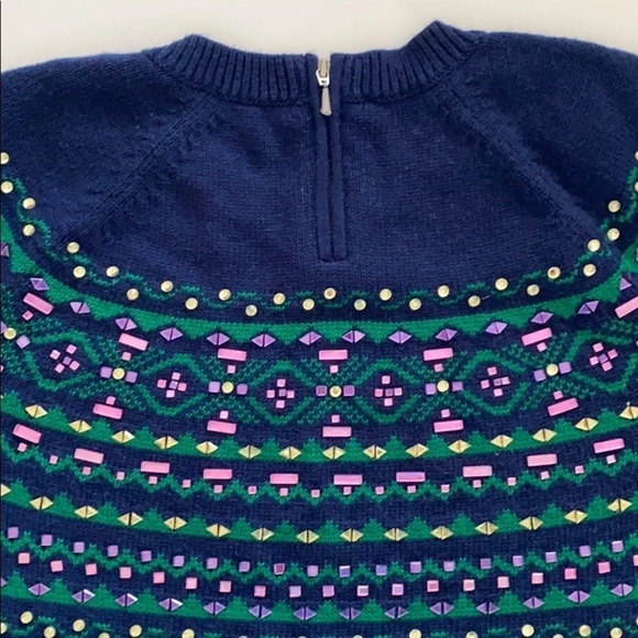 NWOT Talbots Fair Isle Rhinestone lambwool sweater women’s size M Petite - Picture 5 of 11